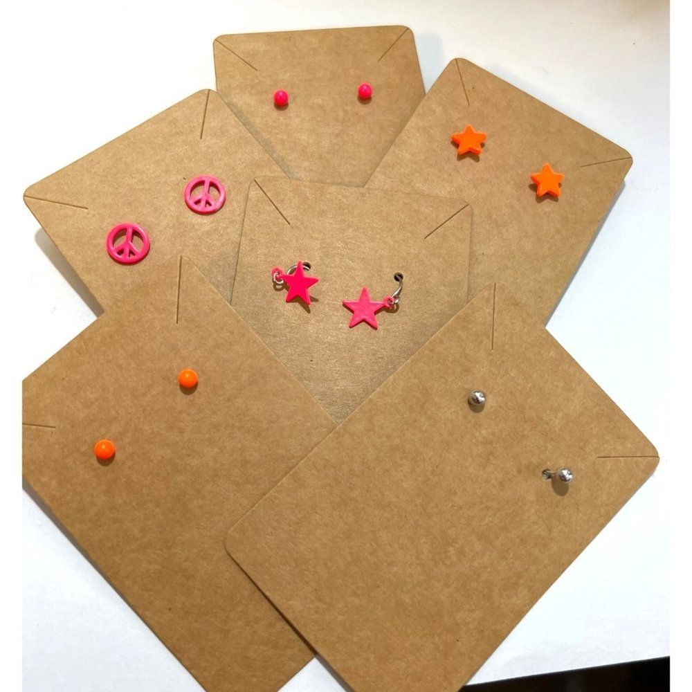 Brand New!  Six Pairs of Petite Metal Neon Earrings -- 6 Pairs